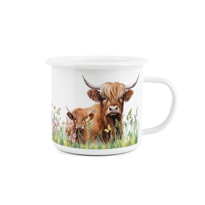Purely Home Highland Cow & Calf Enamel Mug