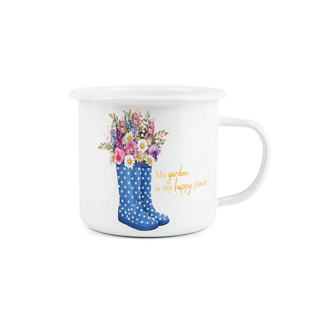 Purely Home My Garden Is My Happy Place Enamel Mug