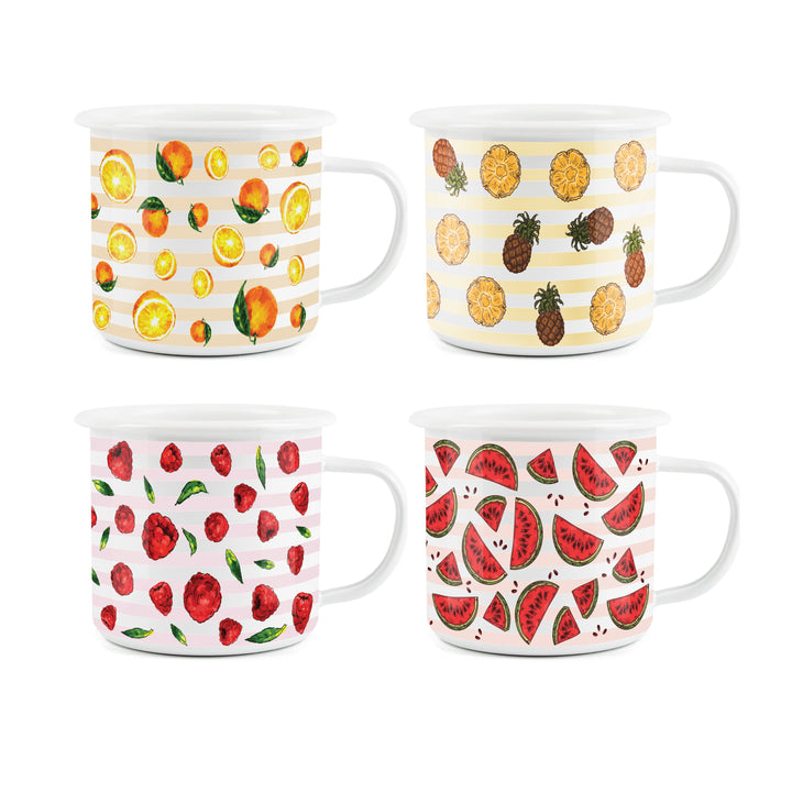 Purely Home Striped Fruits Enamel Mugs
