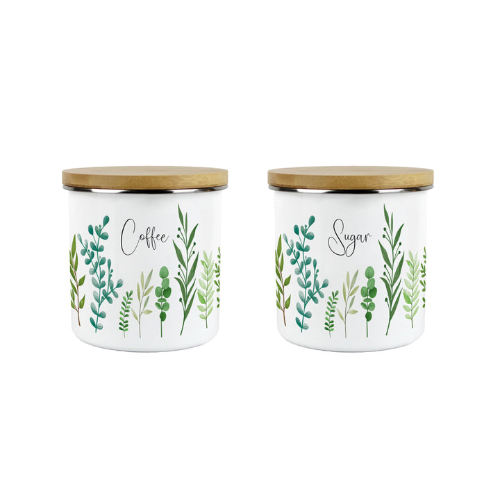 Purely Home Green Foliage Enamel Kitchen Canister Sets