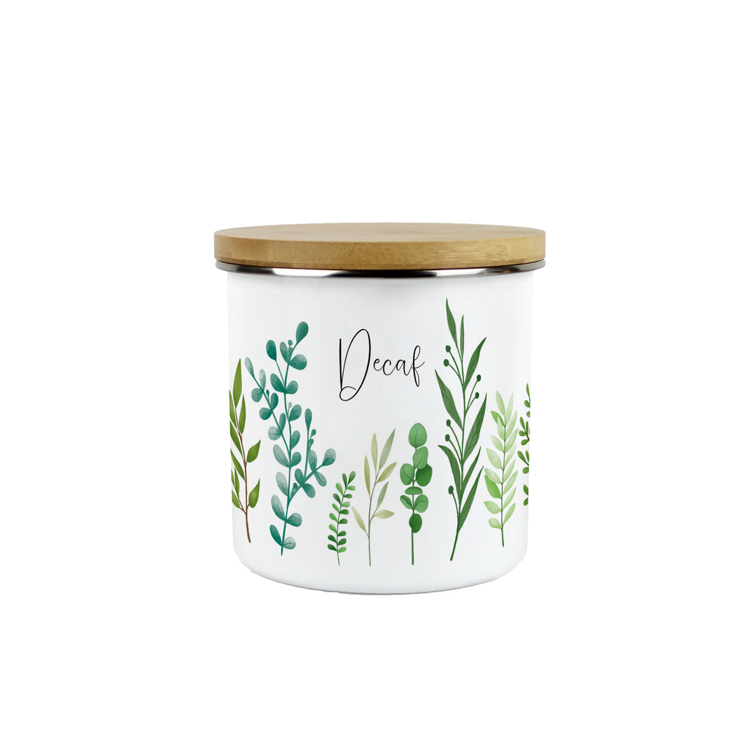 Purely Home Green Foliage Enamel Kitchen Canisters