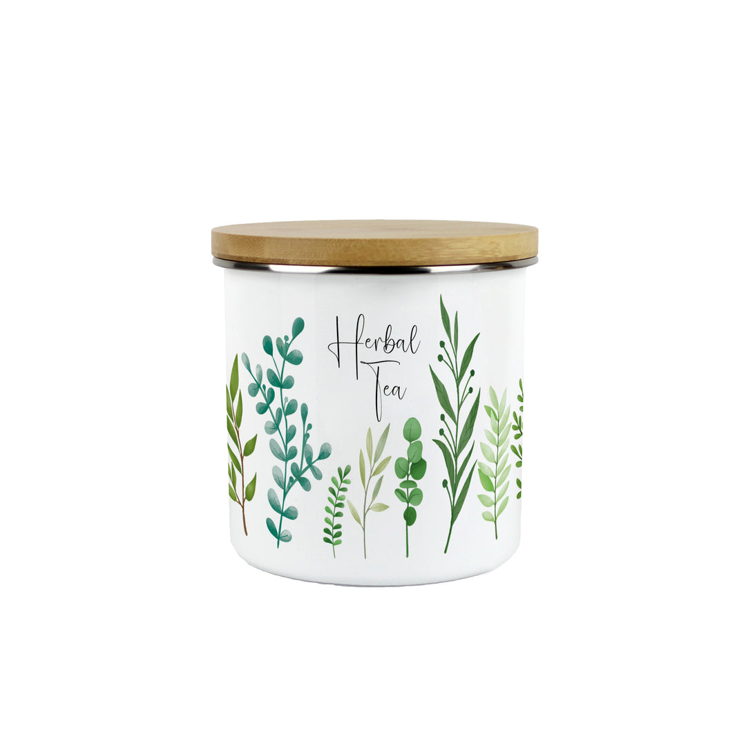 Purely Home Green Foliage Enamel Kitchen Canisters