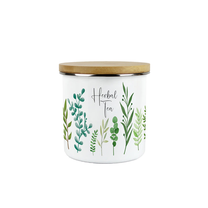 Purely Home Green Foliage Enamel Kitchen Canisters