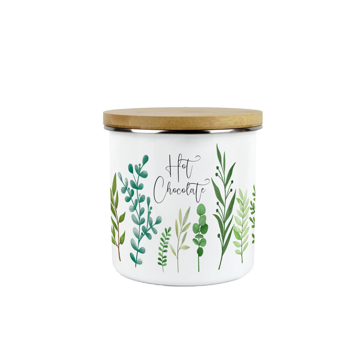 Purely Home Green Foliage Enamel Kitchen Canisters