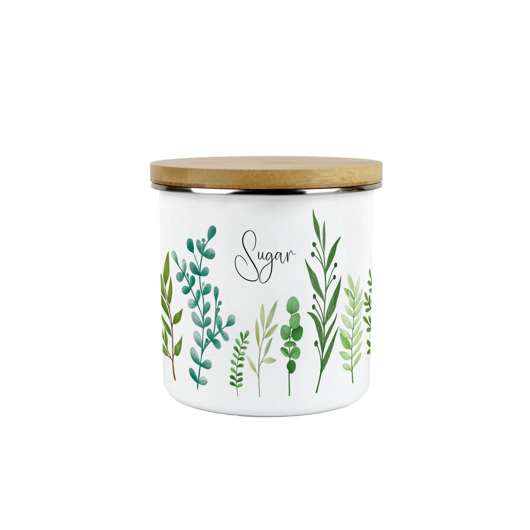 Purely Home Green Foliage Enamel Kitchen Canisters