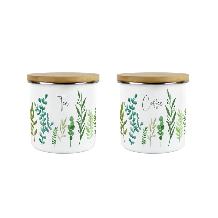 Purely Home Green Foliage Enamel Kitchen Canister Sets