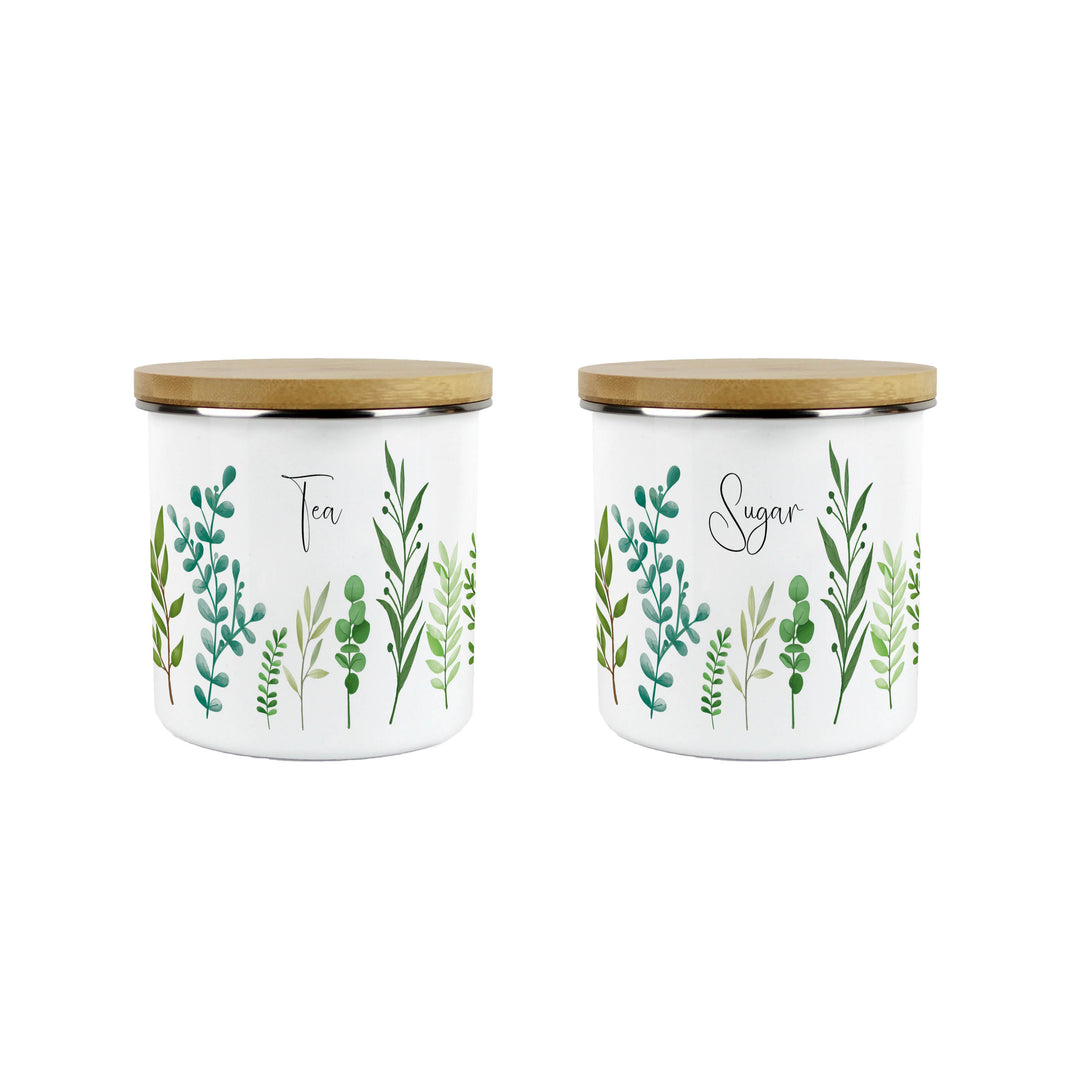 Purely Home Green Foliage Enamel Kitchen Canister Sets