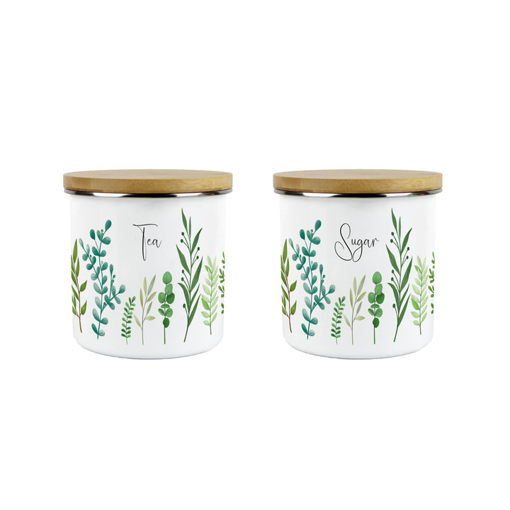 Purely Home Green Foliage Enamel Kitchen Canister Sets