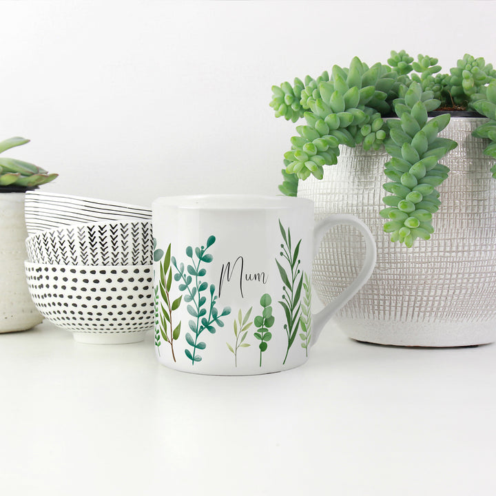 Purely Home Green Foliage Bone China Mug - For Her