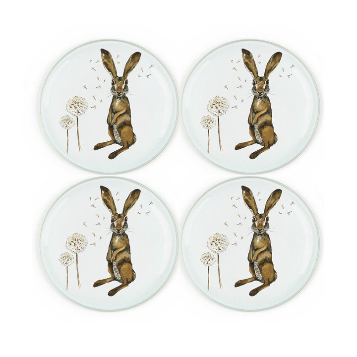 Purely Home Hare & Dandelions Glass Coasters