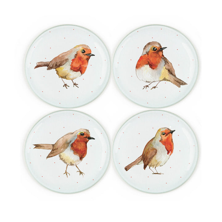 Purely Home English Robins Glass Coasters