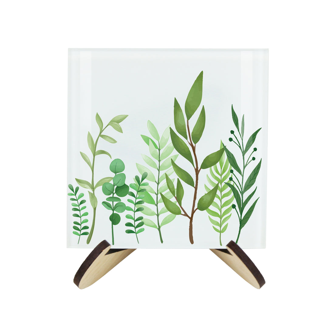 Purely Home Green Foliage Glass Coasters