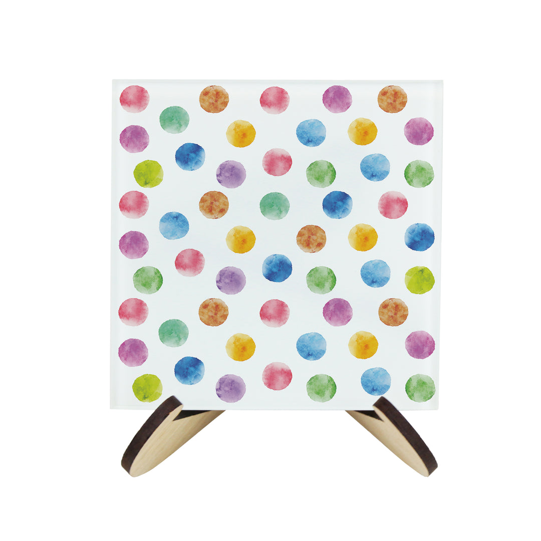 Purely Home Multicoloured Polka Dots Glass Coasters