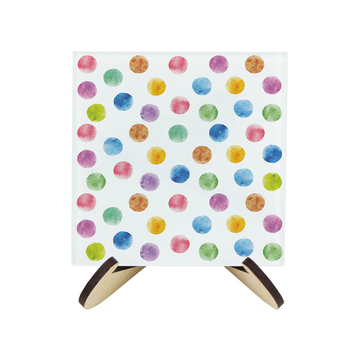 Purely Home Multicoloured Polka Dots Glass Coasters