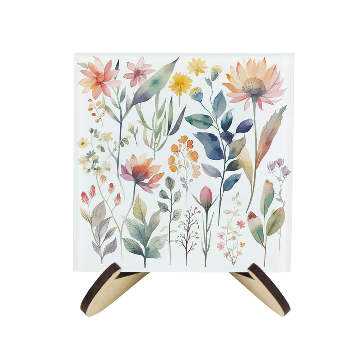 Purely Home Pastel Flowers Glass Coasters