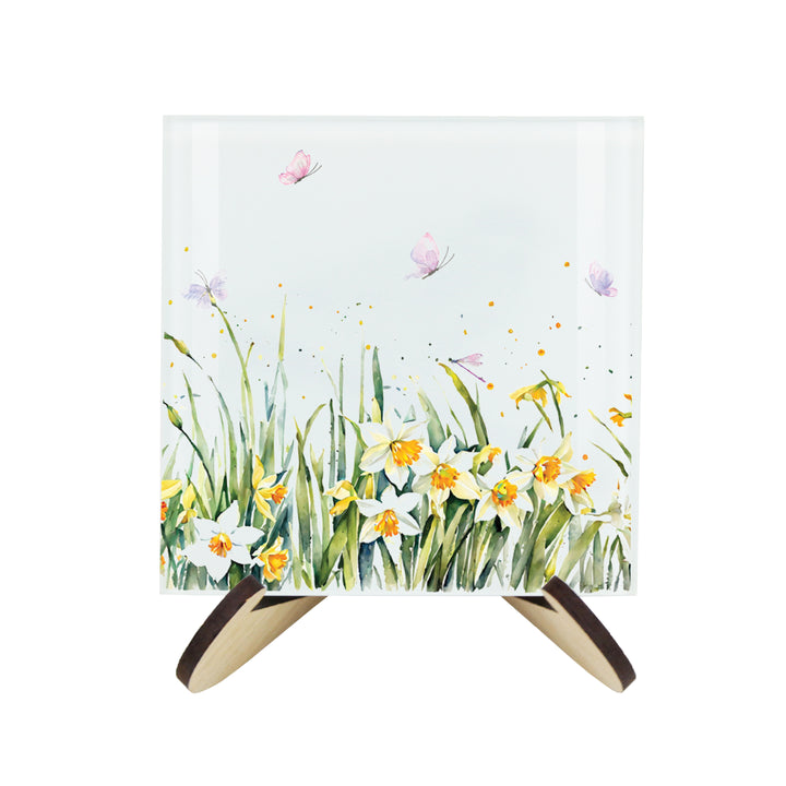 Purely Home Spring Daffodils Glass Coasters