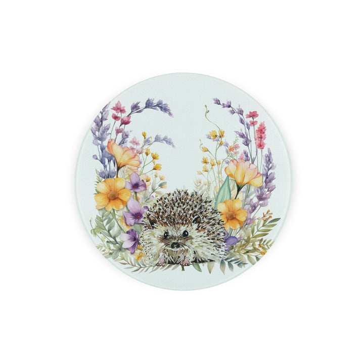 Purely Home Harriet Hedgehog Round Glass Worktop Protector