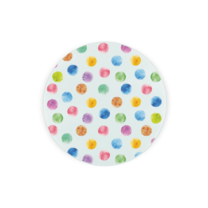Purely Home Multicoloured Polka Dots Round Glass Worktop Protector