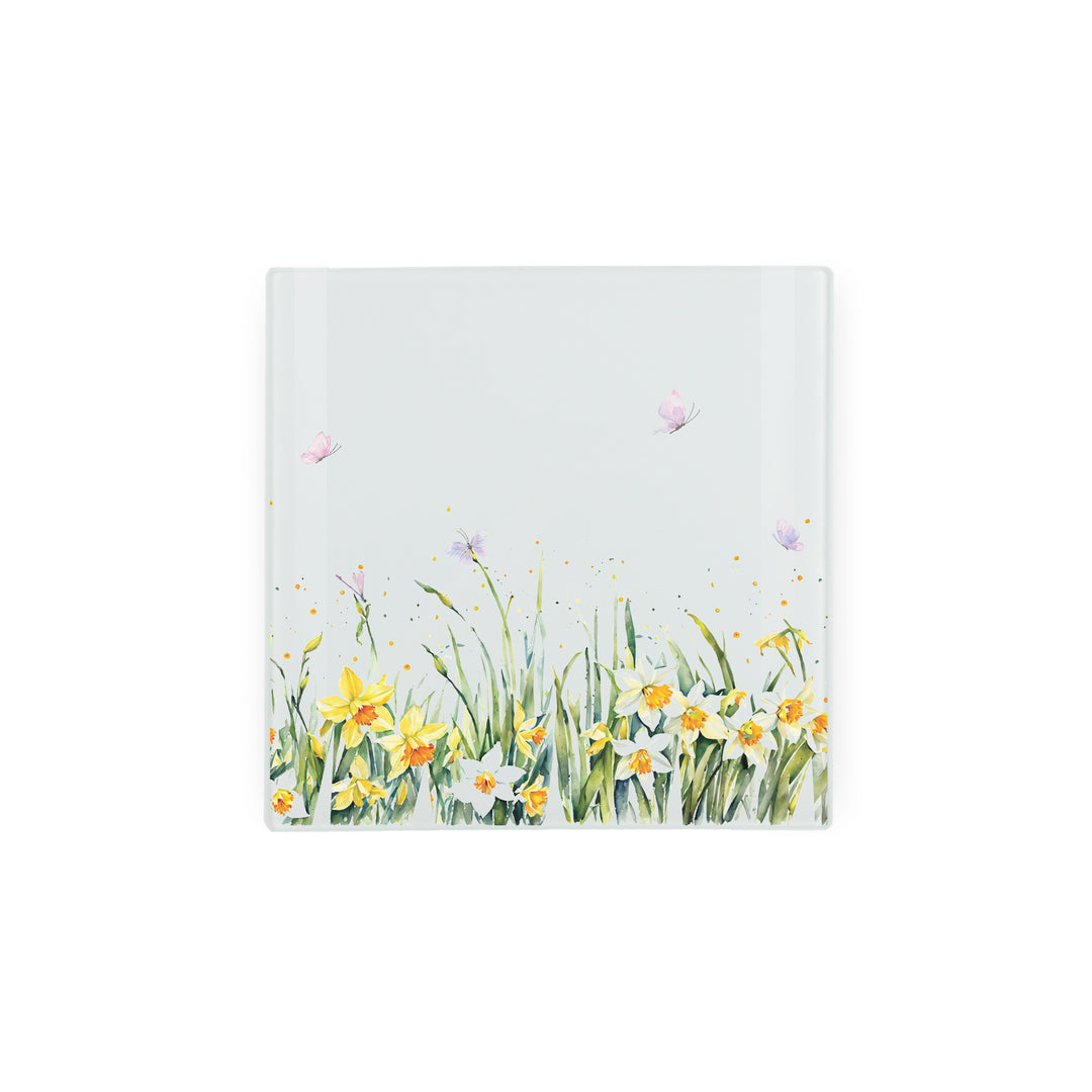 Purely Home Spring Daffodils Glass Hot Pot Stand