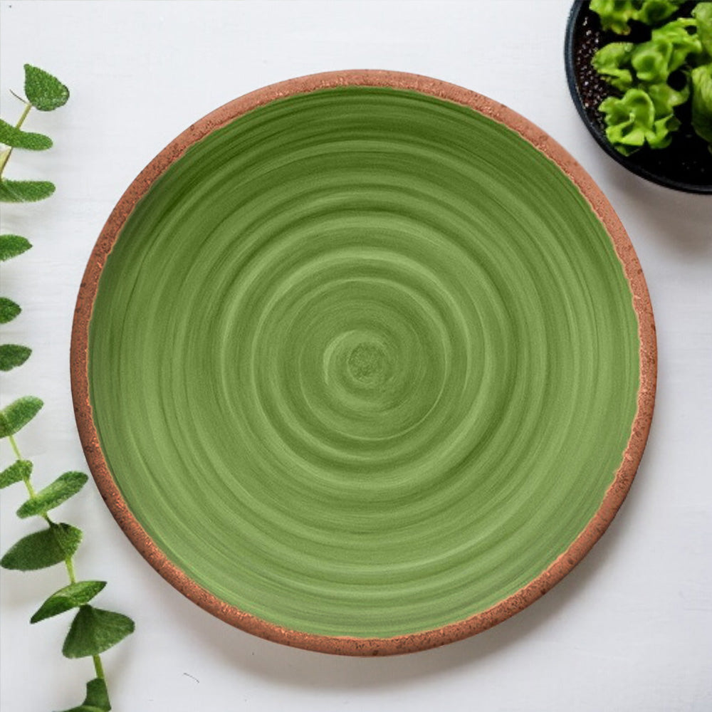 Rustic Swirl Green Melamine Dinner Plates