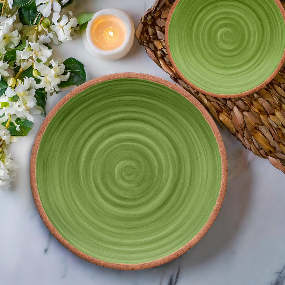 Rustic Swirl Green Melamine Side Plates