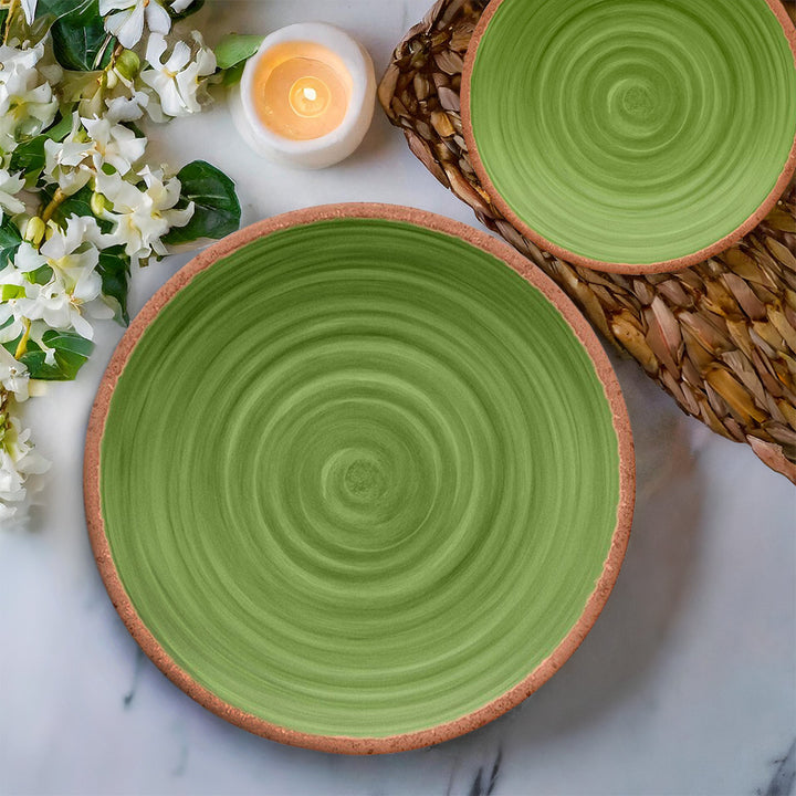 Rustic Swirl Green Melamine Side Plates