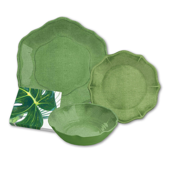 Amazon Green Melamine Dinnerware Set with Napkins