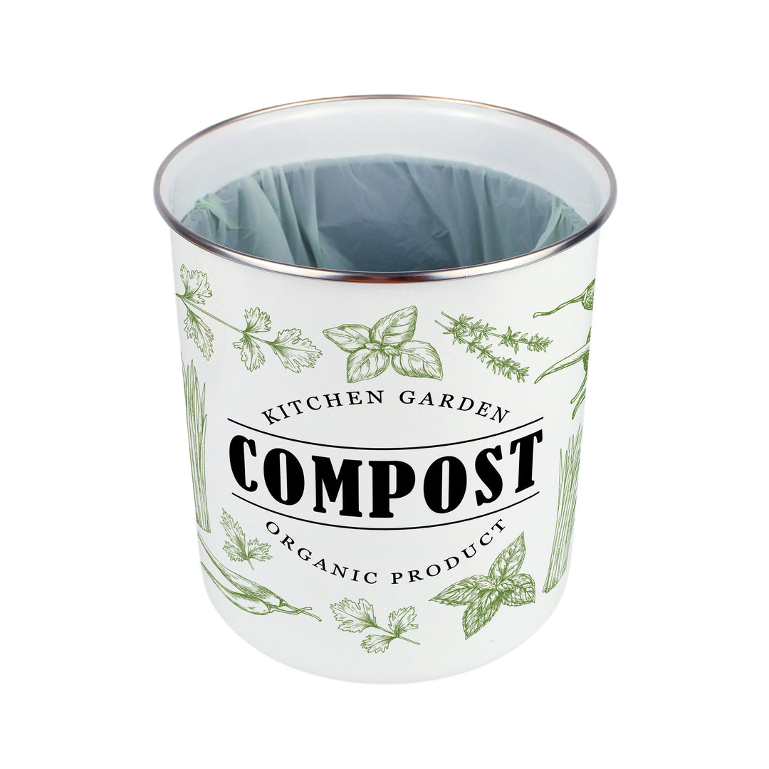 Purely Home Green Herbs Toller Compost Caddy
