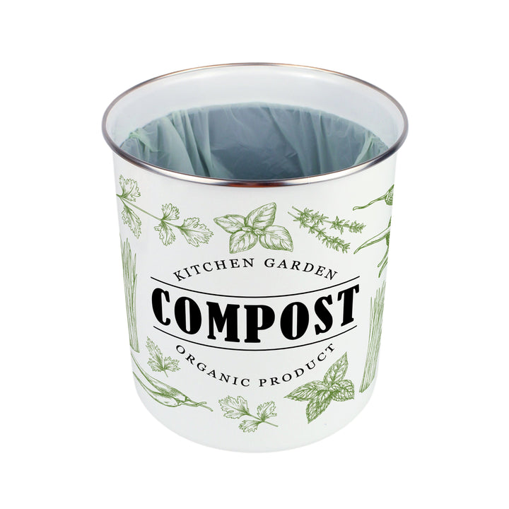 Purely Home Green Herbs Toller Compost Caddy
