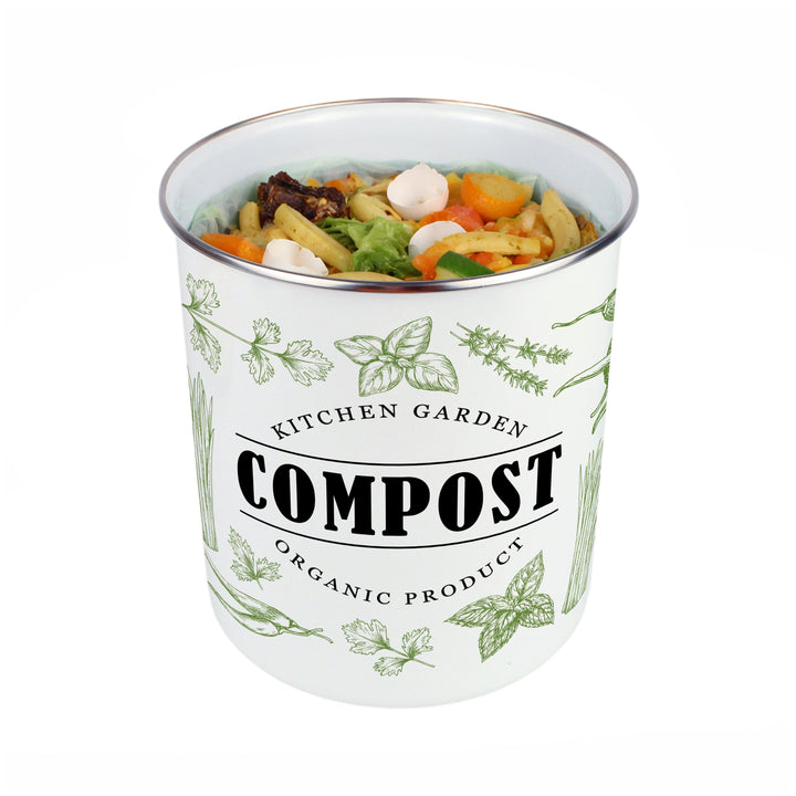 Purely Home Green Herbs Toller Compost Caddy