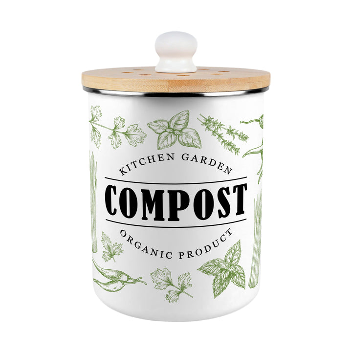 Purely Home Green Herbs Toller Compost Caddy