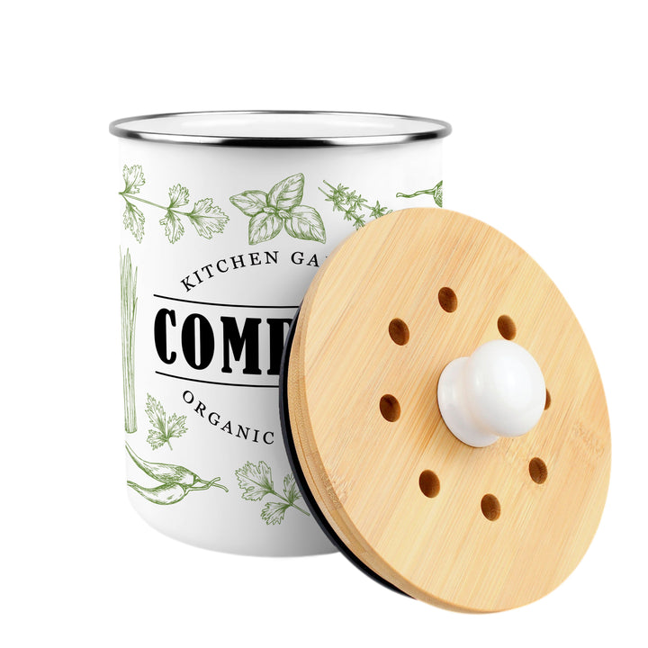 Purely Home Green Herbs Toller Compost Caddy