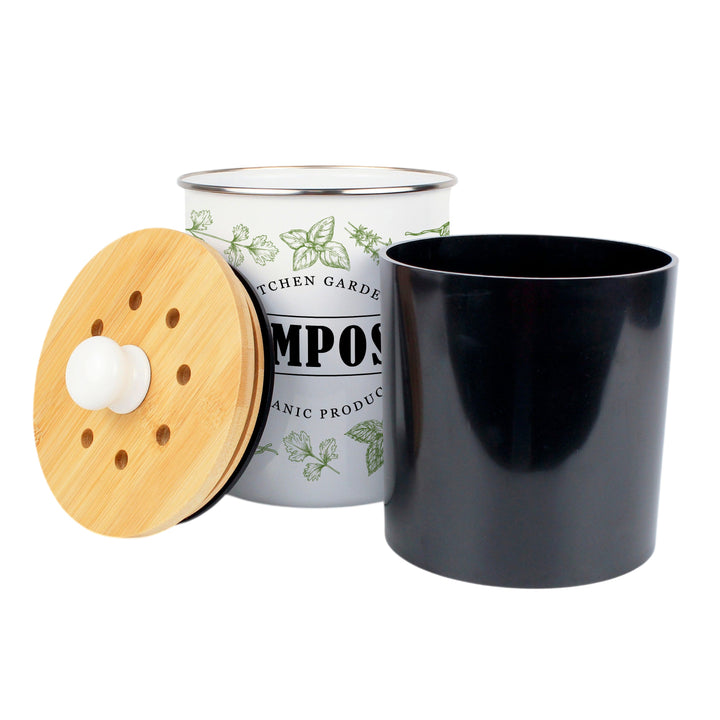 Purely Home Green Herbs Toller Compost Caddy