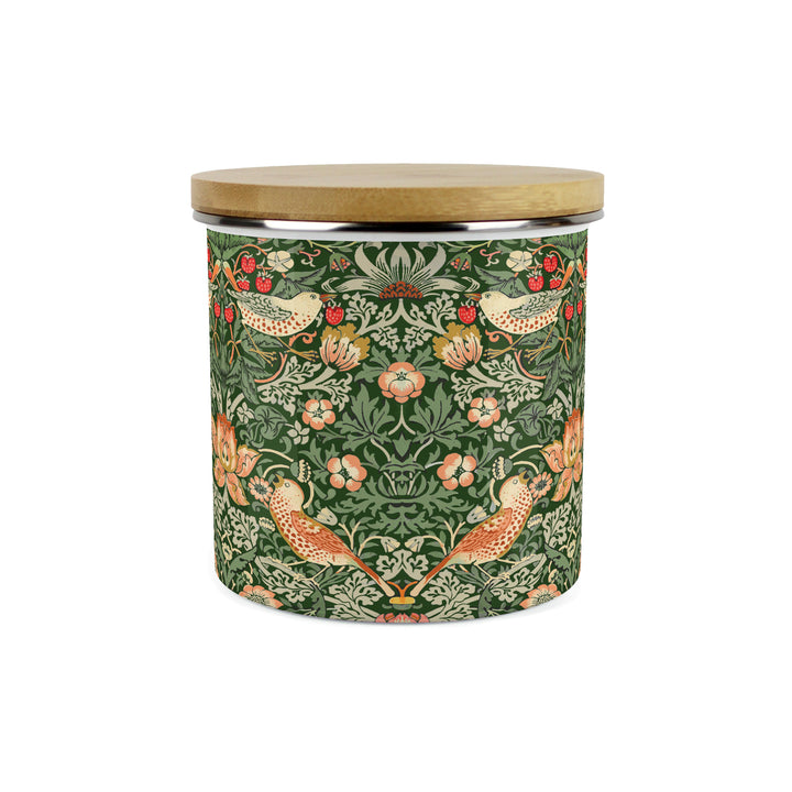 Purely Home Strawberry Thief Enamel Kitchen Canisters - Green