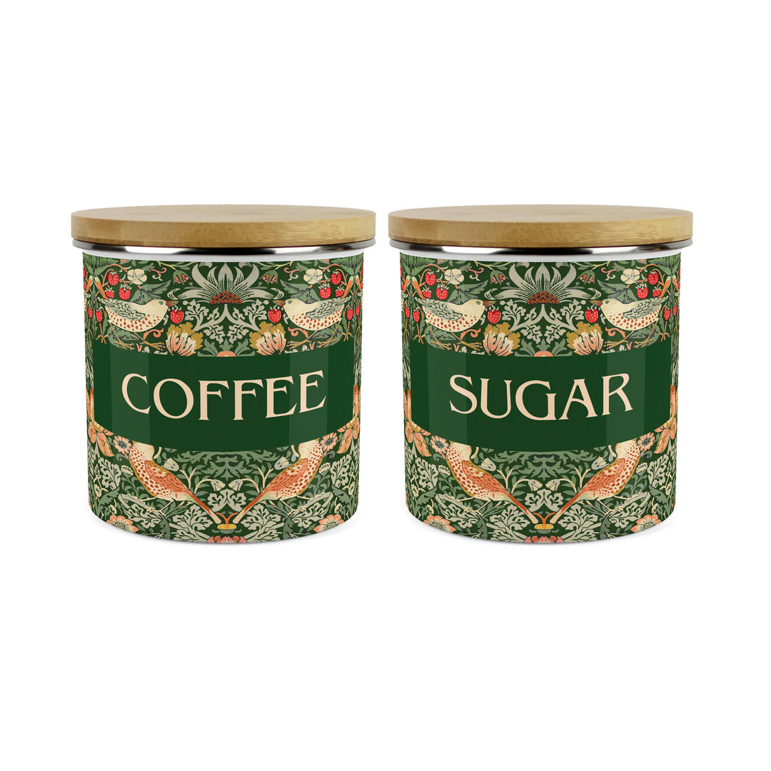 Purely Home Strawberry Thief Enamel Kitchen Canister Sets - Green