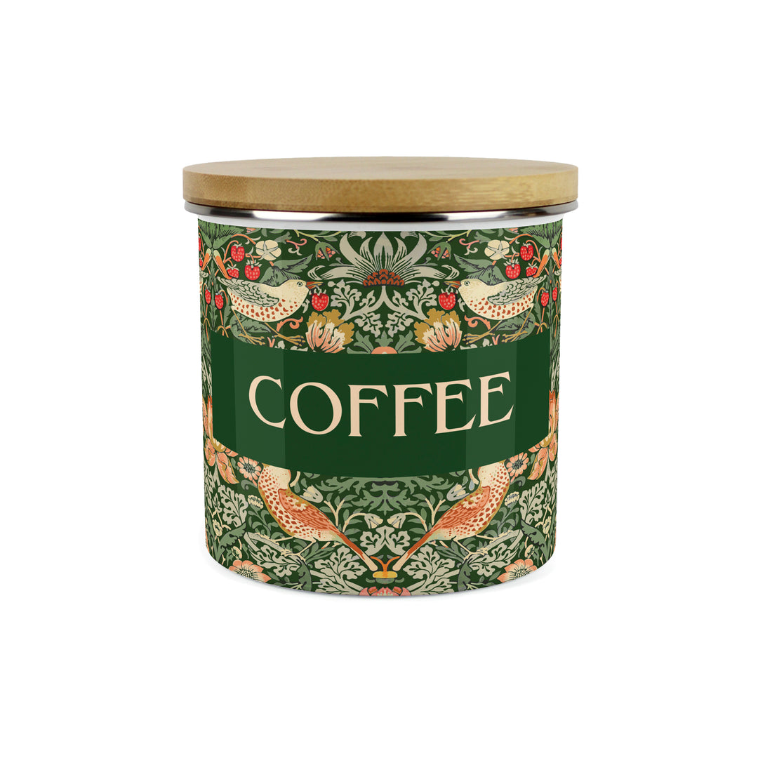 Purely Home Strawberry Thief Enamel Kitchen Canisters - Green