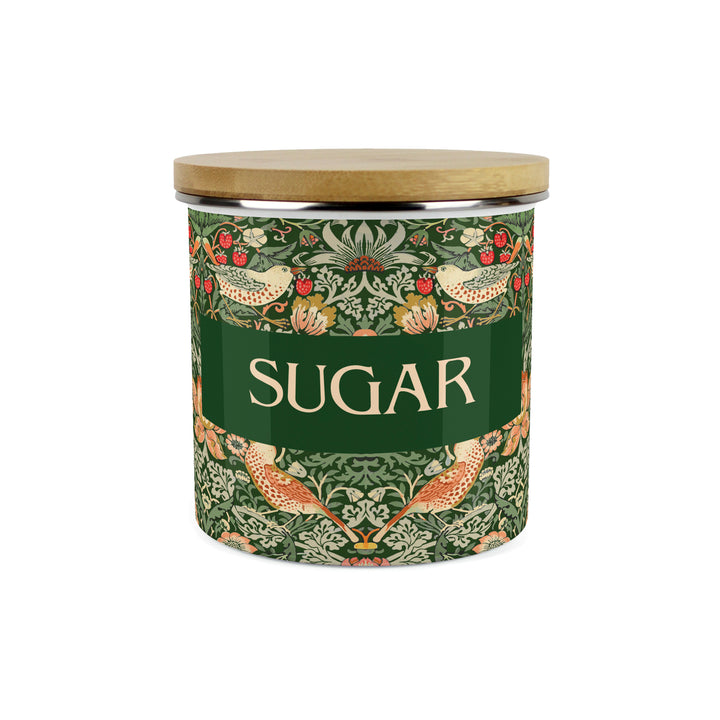 Purely Home Strawberry Thief Enamel Kitchen Canisters - Green