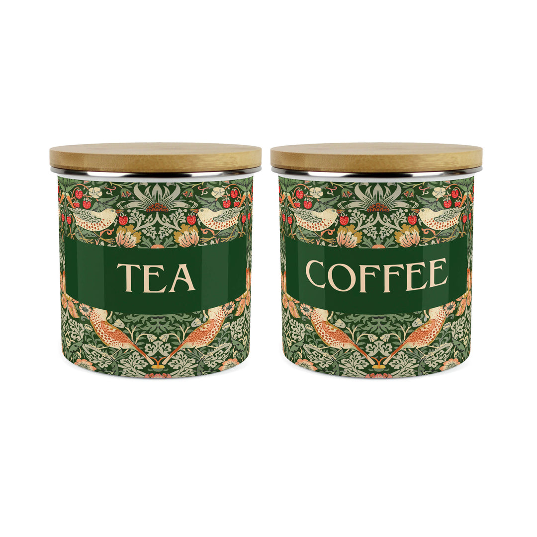 Purely Home Strawberry Thief Enamel Kitchen Canister Sets - Green