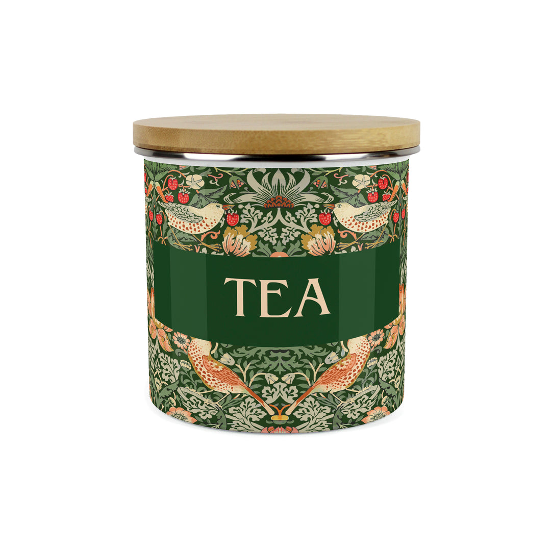 Purely Home Strawberry Thief Enamel Kitchen Canisters - Green