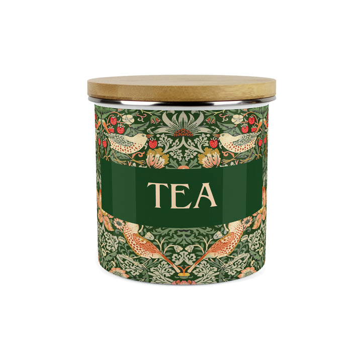 Purely Home Strawberry Thief Enamel Kitchen Canisters - Green
