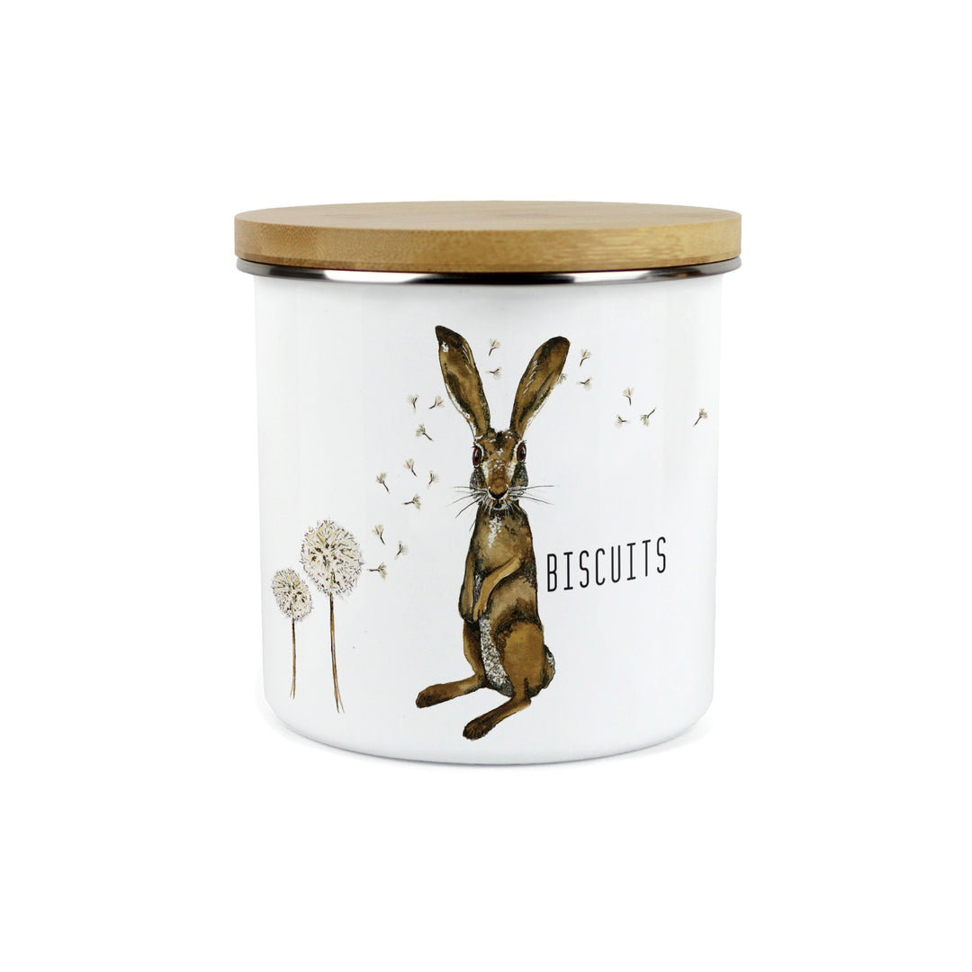 Purely Home Hare & Dandelions Enamel Biscuit Canister