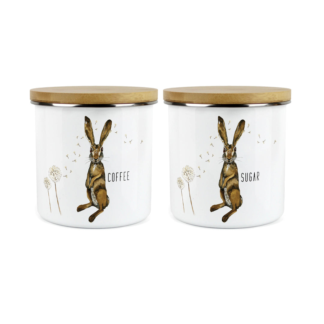 Purely Home Hare & Dandelions Enamel Kitchen Canister Sets