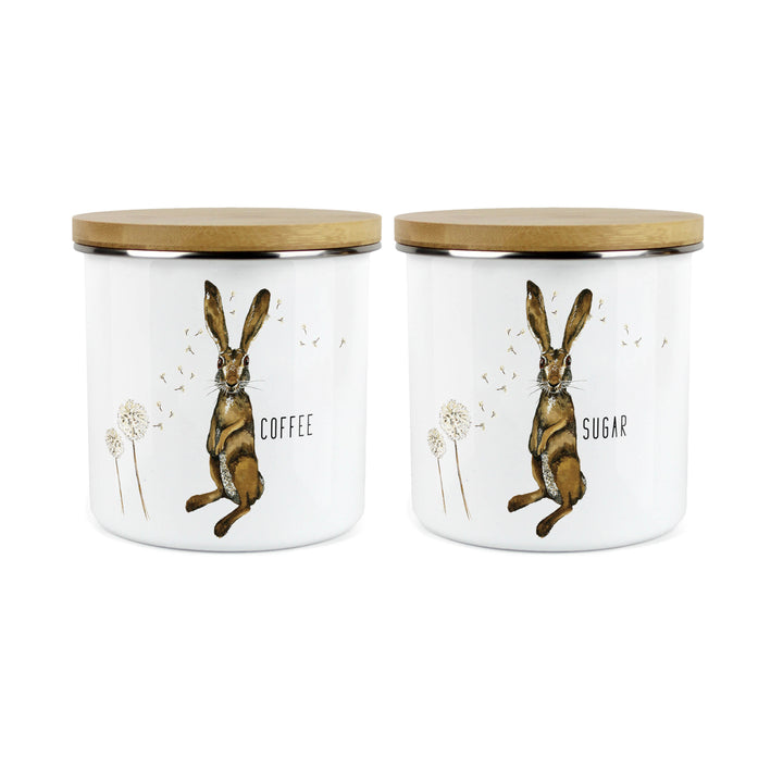 Purely Home Hare & Dandelions Enamel Kitchen Canister Sets