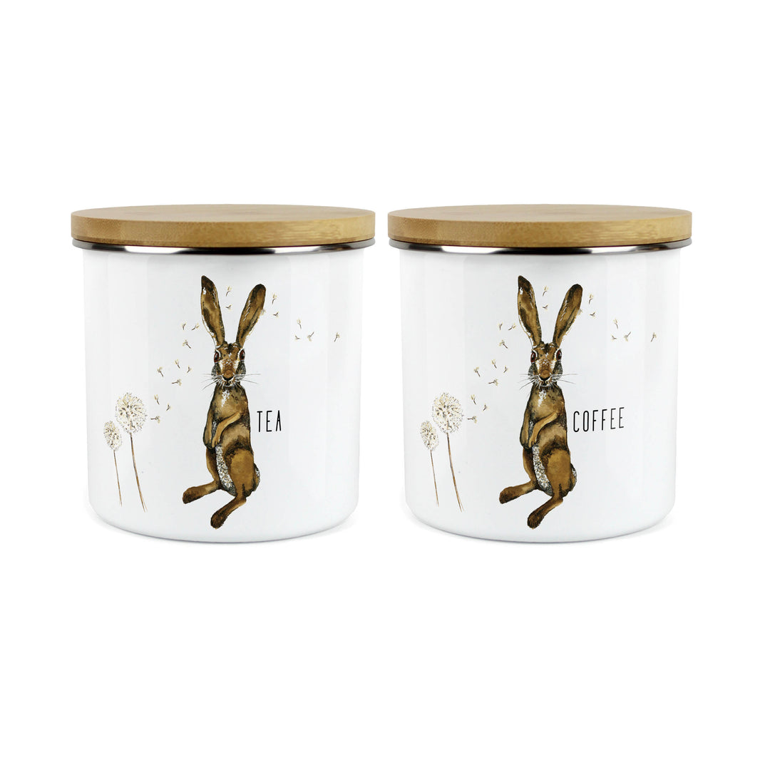 Purely Home Hare & Dandelions Enamel Kitchen Canister Sets