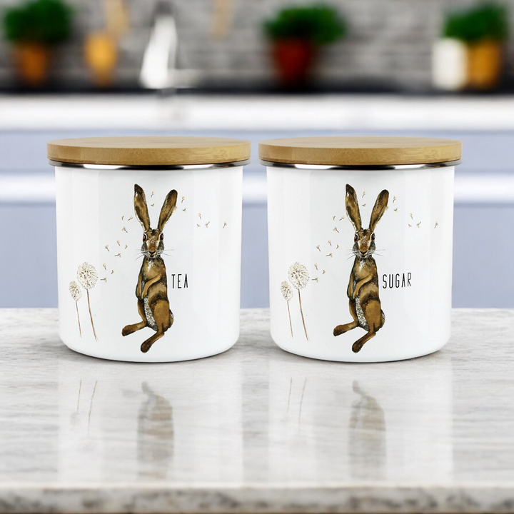 Purely Home Hare & Dandelions Enamel Kitchen Canister Sets