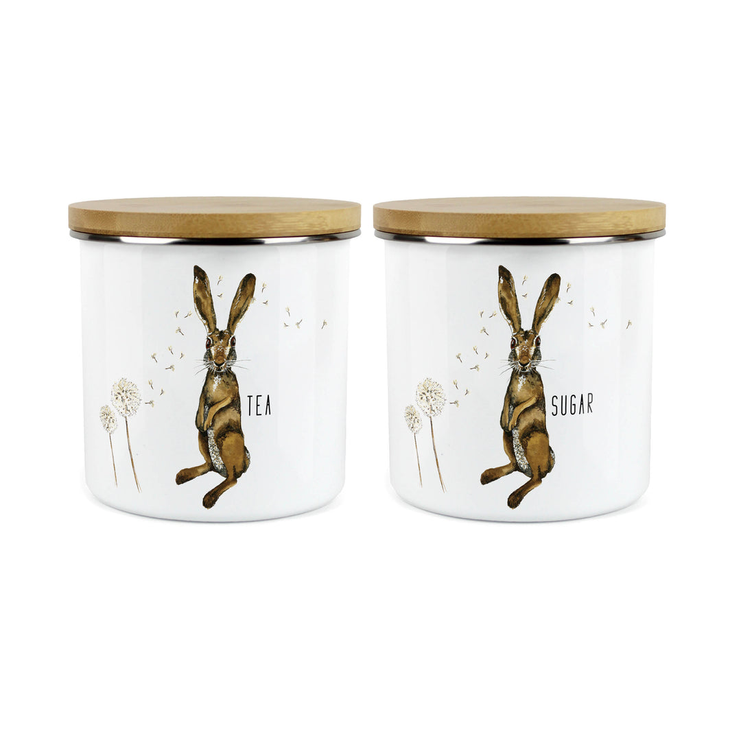 Purely Home Hare & Dandelions Enamel Kitchen Canister Sets