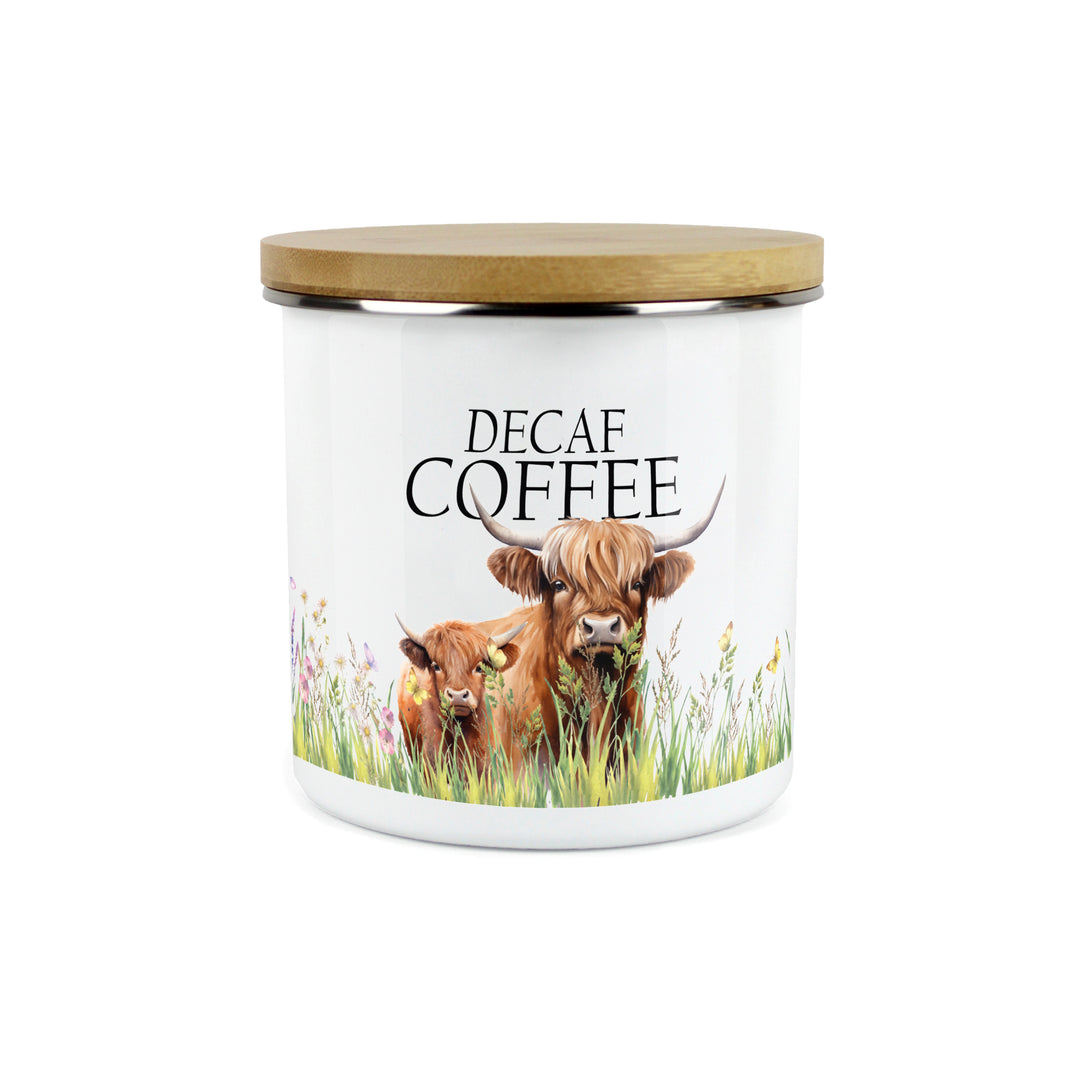 Purely Home Highland Cow & Calf Enamel Kitchen Canisters