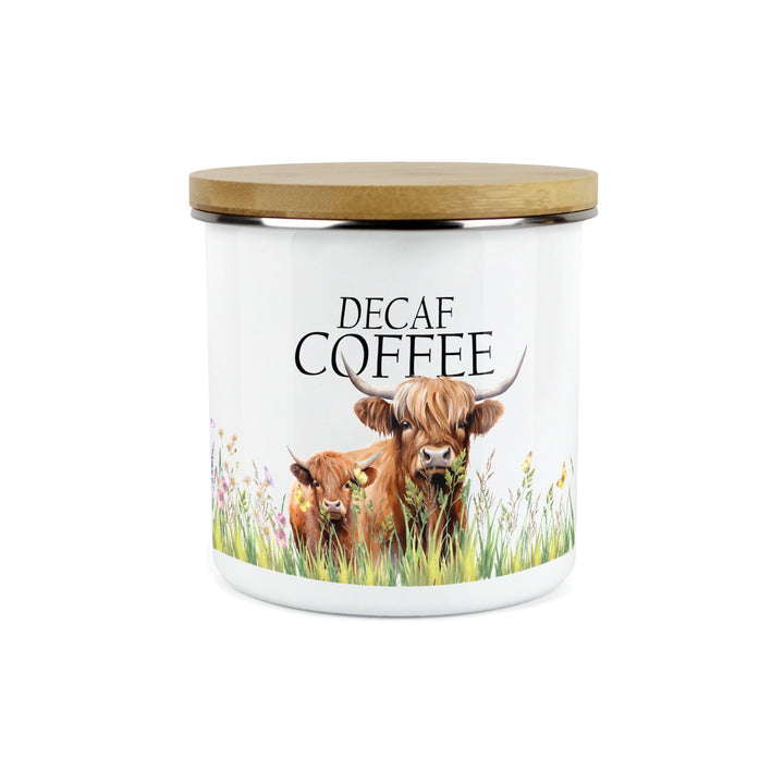 Purely Home Highland Cow & Calf Enamel Kitchen Canisters