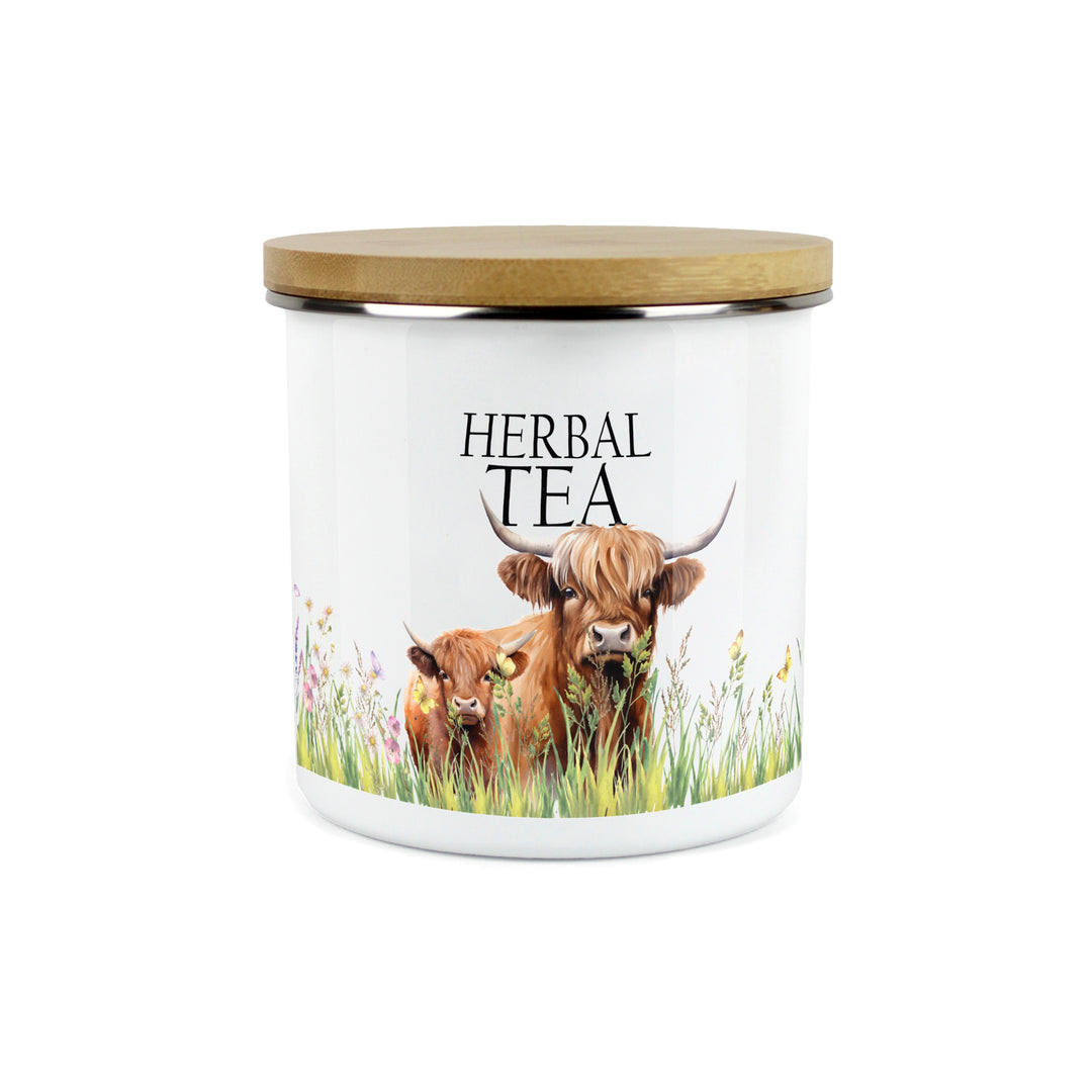 Purely Home Highland Cow & Calf Enamel Kitchen Canisters