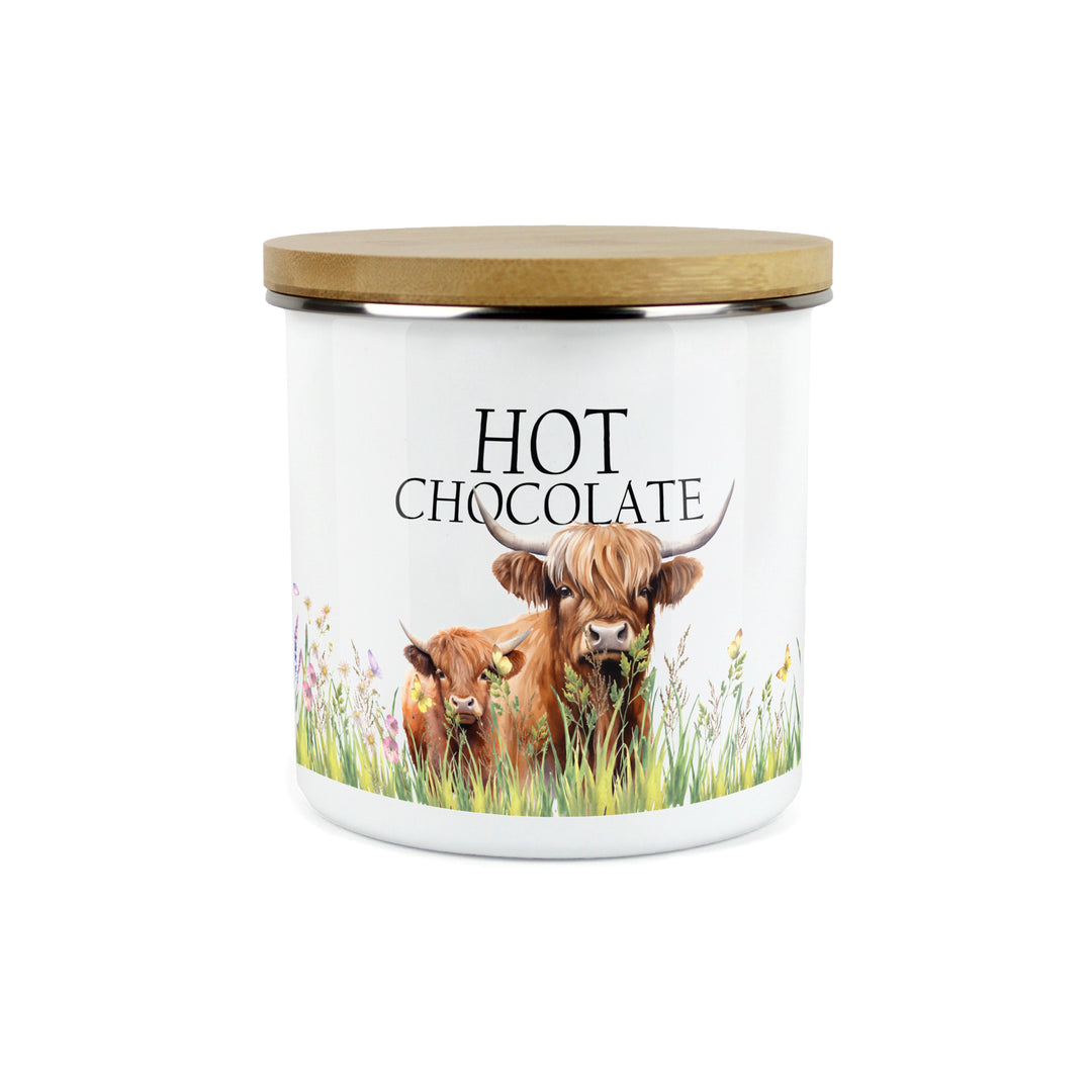 Purely Home Highland Cow & Calf Enamel Kitchen Canisters